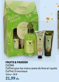 Uniprix FRUITS & PASSION CUCINA Coffret pour les mains zeste de lime et cyprès Coffret 3 morceaux offer