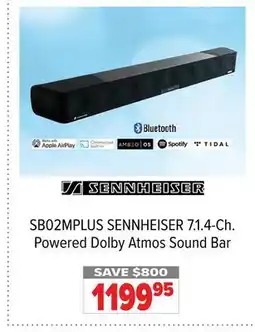 2001 Audio Video SENNHEISER 7.1. 4-Ch. Powered Dolby Atmos Sound Bar offer