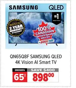 2001 Audio Video SAMSUNG QLED 4K Vision AI Smart TV 65 offer