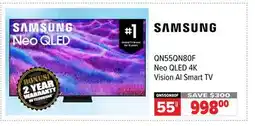2001 Audio Video QN55QN80F SAMSUNG Neo QLED 4K Vision AI Smart TV offer