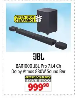 2001 Audio Video BAR1000 JBL Pro 7.1. 4 Ch Dolby Atmos 880W Sound Bar offer