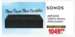 2001 Audio Video AMPG1US1B SONOS 125W/Ch. Wireless AirPlay Amplifier offer
