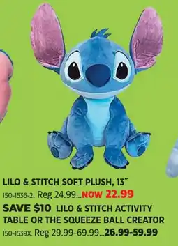 Canadian Tire Lilo & stitch soft plush, 13" offer