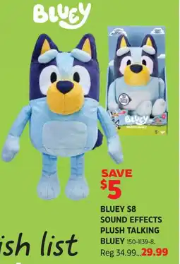 Canadian Tire Bluey s8 sound effects plush talking bluey offer