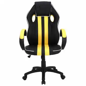 Best Buy ViscoLogic F8 Ergonomic Faux Leather Racing Gaming Chair - Black/Yellow offer