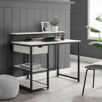 Best Buy LHD Lila 43"W Computer Desk with USB Port - White offer