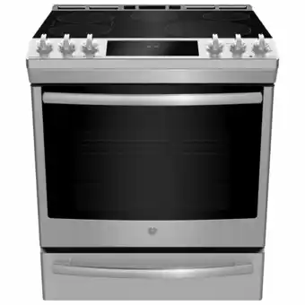 Best Buy GE Profile 30" 5.3 Cu. Ft. True Convection 5-Element Slide-In Electric Range (PCS940YMFS) - Stainless offer