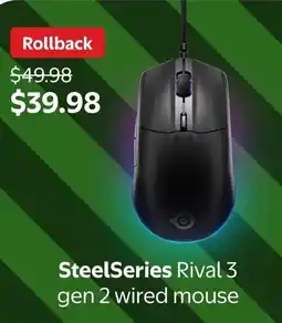 Walmart SteelSeries Rival 3 gen 2 wired mouse offer