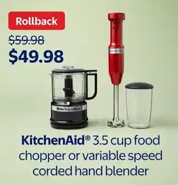 Walmart KitchenAid 3.5 cup food chopper or variable speed corded hand blender offer