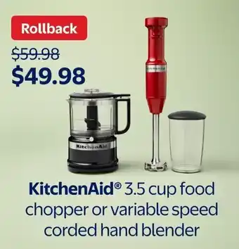 KitchenAid 3.5 cup food chopper or variable speed corded hand blender