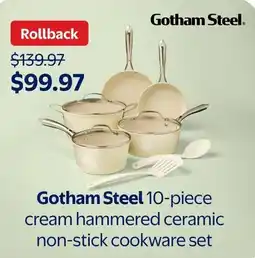 Walmart Gotham Steel cream hammered ceramic non-stick cookware set offer