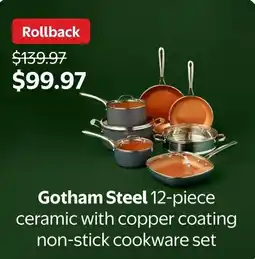 Walmart Gotham Steel ceramic with copper coating non-stick cookware set offer