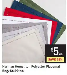 Kitchen Stuff Plus Harman Hemstitch Polyester Placemat offer
