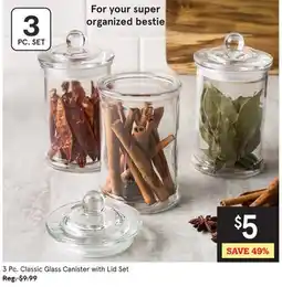 Kitchen Stuff Plus 3 Pc. Classic Glass Canister with Lid Set offer