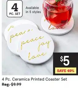 Kitchen Stuff Plus 4 Pc. Ceramica Printed Coaster Set offer
