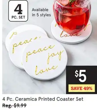 Kitchen Stuff Plus 4 Pc. Ceramica Printed Coaster Set offer