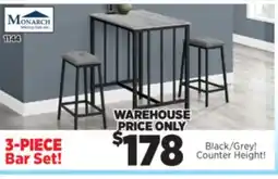 Surplus Furniture Grey/Black Metal 3PC Counter Height Dinette offer