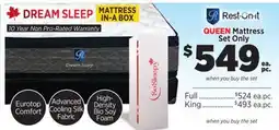 Surplus Furniture Dream Sleep Queen Mattress Set offer