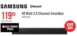 The Brick SAMSUNG B-Series 2 Channel Soundbar with Buit-in Suboofer (HW-B400F/ZC) offer