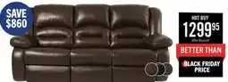 The Brick Toreno 86 Genuine Leather Reclining Sofa - Brown offer