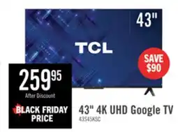 The Brick TCL 43 S45K 4K UHD Google Smart TV offer
