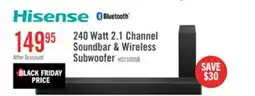 The Brick HISENSE HS2100 2.1 Channel 240W Soundbar with Wireless Subwoofer offer