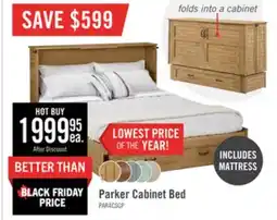 The Brick Parker Cabinet Bed with Memory Foam Mattress, Brown - Queen Size offer