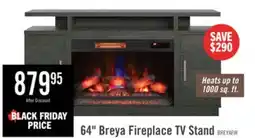 The Brick Breya 64 Modern Electric Fireplace TV Stand with Storage & USB Charging for TVs up to 70- Grey offer