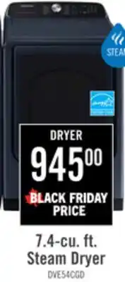 The Brick Samsung 7.4 Cu. Ft. Electric Dryer with Steam - Navy - DVE54CG7155DAC offer