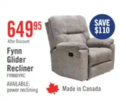 The Brick Made in Canada Fynn 40 Chenille Fabric Glider Reclining Chair - Dove Grey offer