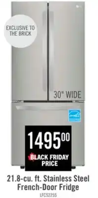 The Brick LG 30 21.8 Cu. Ft. French Door Standard-Depth Refrigerator - Stainless Steel - LFCS22520S offer