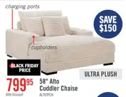 The Brick Alto 58 Ultra Plush Faux Fur Fabric Chaise Lounge with Dual Cupholders and USB Port - Taupe offer