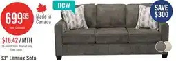 The Brick Made in Canada Lennox 83 Chenille Fabric Sofa with Reversible Cushions and Accent Pillows - Grey offer