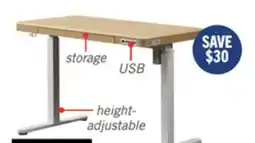 The Brick Loft 47.24 Height-Adjustable Office Desk with Storage and Wireless Charging - Natural offer
