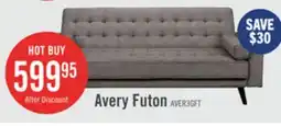 The Brick Avery 81.5 Linen-Look Fabric Klik Klak Futon with Tufting and Two Armrest Pillows - Grey offer