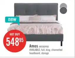 The Brick Amos Upholstered Platform Bed in Charcoal Fabric with Tufted Headboard - Queen Size offer