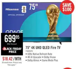 The Brick HISENSE 75 QD6QF QLED 4K UHD Smart Fire TV (75QD6QF) offer