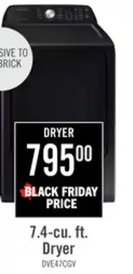 The Brick Samsung 7.4 Cu. Ft. Electric Dryer - Black Stainless Steel - DVE47CG3500VAC offer