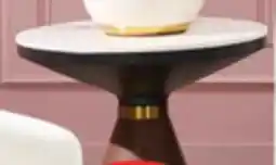 The Brick Alwin 19.5 Modern Round End Table with White Sintered Stone Top - Brown offer