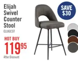 The Brick Elijah Counter-Height Stool with Swivel Seat, Linen-Look Fabric, Metal - Grey offer