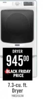 The Brick Maytag 7.3 Cu. Ft. Electric Dryer - White - Stackable - YMED5630HW offer