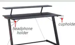 The Brick Sparta 48 Gaming Office Desk with Raised Monitor Shelf - Black with Red Accents offer