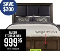 The Brick Kane Platform Storage Bed with Headboard & Frame, Vegan Leather, Brown - Queen Size offer