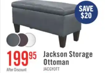 The Brick Jackson 40 Storage Ottoman - Grey Faux Leather offer