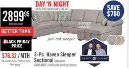 The Brick Scott Living Haven 3-Piece Right-Facing Chenille Fabric Sleeper Sectional with Storage Chaise - Grey offer