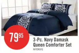 The Brick Navy Damask 3-Piece Full/Queen Comforter Set offer