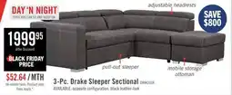 The Brick Drake 3-Piece Right-Facing Faux Suede Fabric Sleeper Sectional with Storage Ottoman - Cement Grey offer