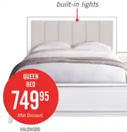The Brick Halo Panel Bed with Headboard & Frame, LED, Glam, White - Queen Size offer