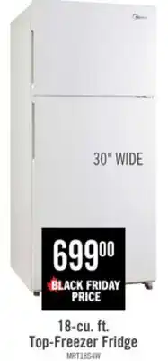 The Brick Midea 18 Cu. Ft. Top-Freezer Refrigerator - MRT18S4AWW offer