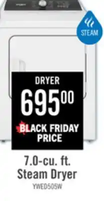 The Brick Whirlpool 7 Cu. Ft. Electric Dryer with Steam - White - YWED5050LW offer